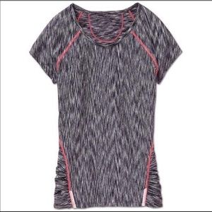 Athleta Space Dye Athletic Top Black Zipper Pocket